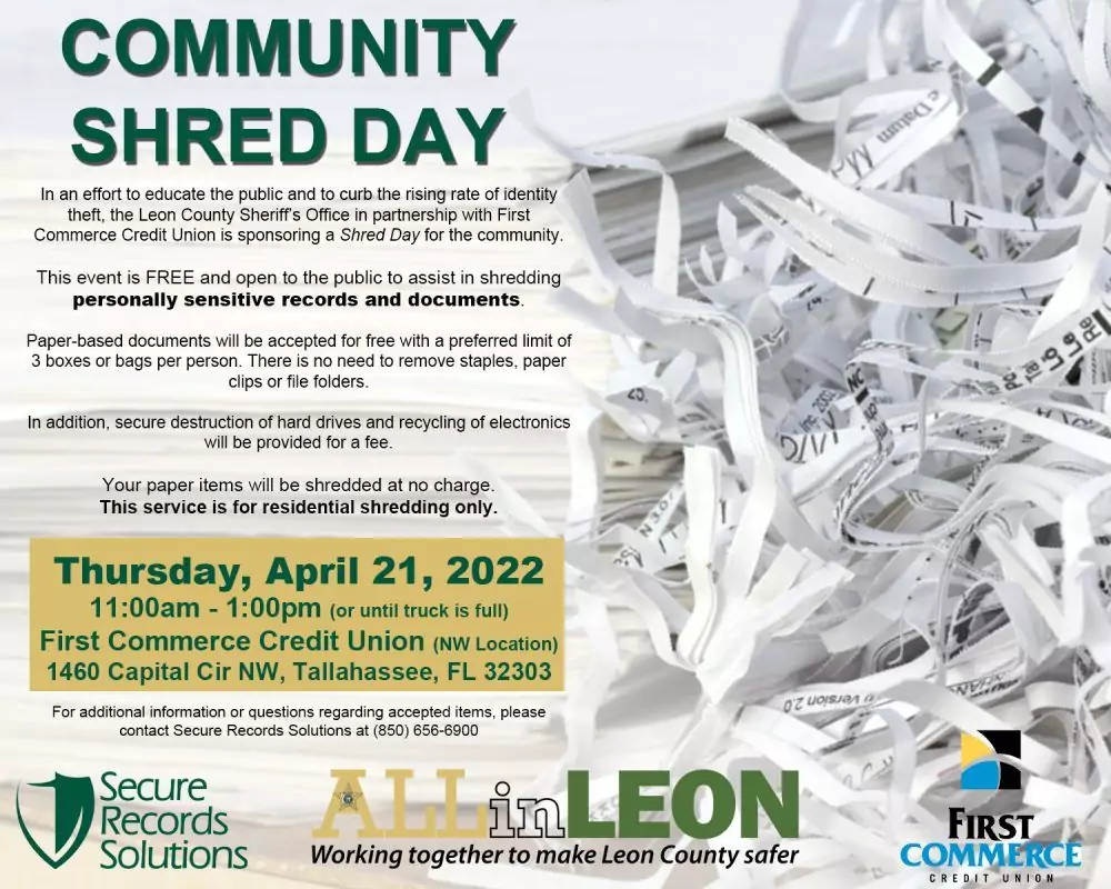 LCSO and FCCU Free Community Shred Day 2022